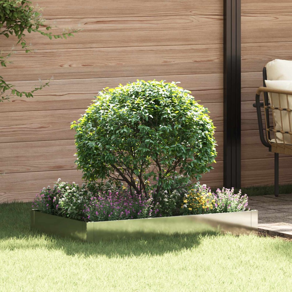 vidaXL Περίγραμμα γκαζόν 100 x 60 x 20 εκ. Ατσάλι Ασημί