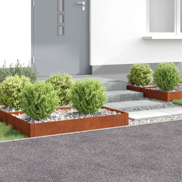 vidaXL Περίγραμμα γκαζόν 4 τμχ. 100 x 60 x 20 εκ. Ατσάλι Σκ rusty
