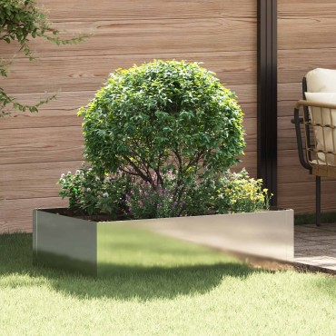 vidaXL Περίγραμμα γκαζόν 100 x 60 x 35 cm Ατσάλι Ασημί