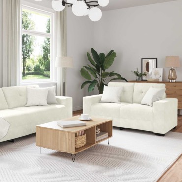 vidaXL Σετ Καναπέ 3 τεμ. Κρεμ Βελούδο 221x80x80cm  Τριθέσιος