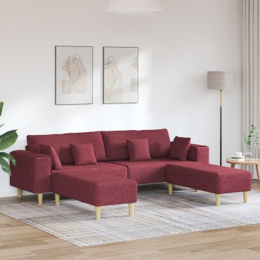 vidaXL Καναπές 3 τεμ. Κόκκινο ύφασμα 250x188x76cm  Τριθέσιος