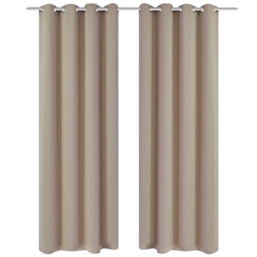 Κουρτίνες Συσκότισης 2 τεμ. Κρεμ 135x245cm με Μεταλλικούς Κρίκους