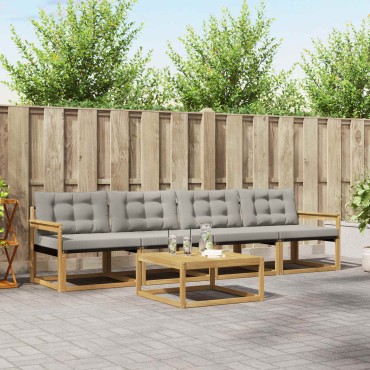 vidaXL Σειρά Καναπέ Εξωτερικού 5 τεμ. Λευκό και Ανοιχτό Γκρι 79x79x37cm