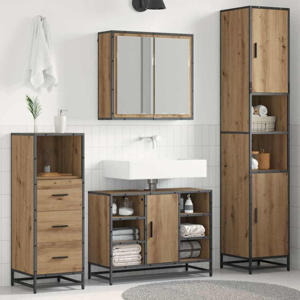 vidaXL Σετ Επίπλων Μπάνιου 3 τεμ. Artisan Oak 80x33x60 εκ