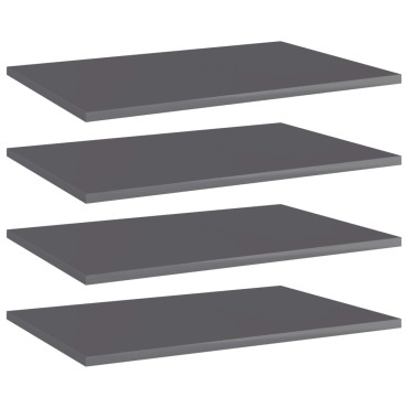 vidaXL Ράφια Βιβλιοθήκης 4 τεμ. Γυαλ. Γκρι 60x40x1,5cm Μοριοσανίδα