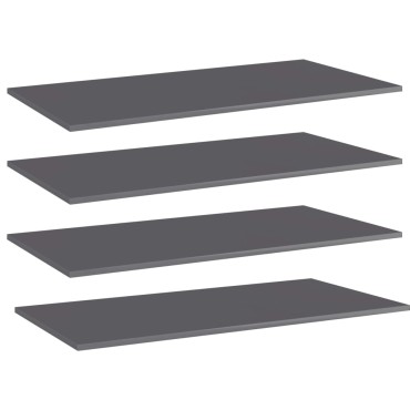 vidaXL Ράφια Βιβλιοθήκης 4 τεμ. Γυαλ. Γκρι 100x50x1,5cm Μοριοσανίδα