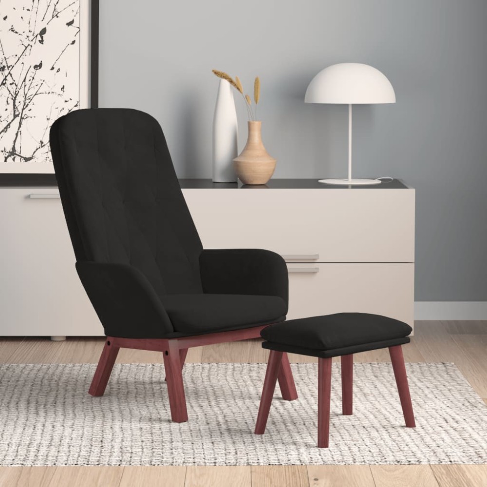 vidaXL Πολυθρόνα Relax με Υποπόδιο Μαύρη Βελούδινη 70x77x98cm 1 τεμ.