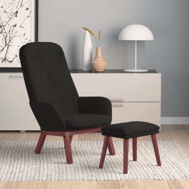 vidaXL Πολυθρόνα Relax με Υποπόδιο Μαύρη Βελούδινη 70x77x98cm 1 τεμ.