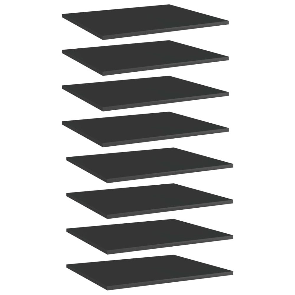 vidaXL Ράφια Βιβλιοθήκης 8 τεμ. Γυαλ. Μαύρο 60x50x1,5cm Επεξ. Ξύλο