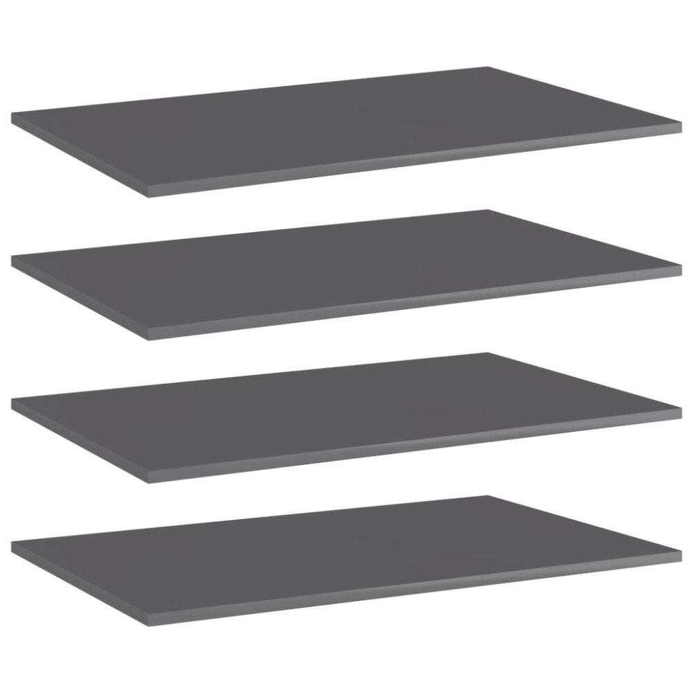 vidaXL Ράφια Βιβλιοθήκης 4 τεμ. Γυαλ. Γκρι 80x50x1,5cm Μοριοσανίδα