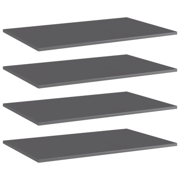 vidaXL Ράφια Βιβλιοθήκης 4 τεμ. Γυαλ. Γκρι 80x50x1,5cm Μοριοσανίδα