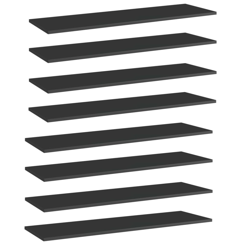 vidaXL Ράφια Βιβλιοθήκης 8 τεμ. Γυαλ. Μαύρο 100x30x1,5cm Μοριοσανίδα