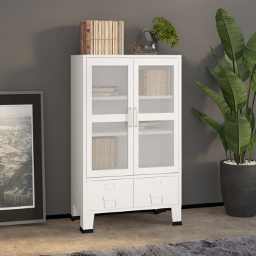 vidaXL Αρχειοθήκη Βιομηχανικού Στιλ Λευκή 70x40x115cm Ατσάλινη 1 τεμ.