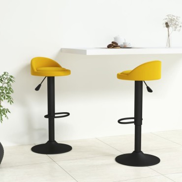 vidaXL Σκαμπό Μπαρ 2 τεμ. Κίτρινο Βελούδο 36x38x(72-94)cm