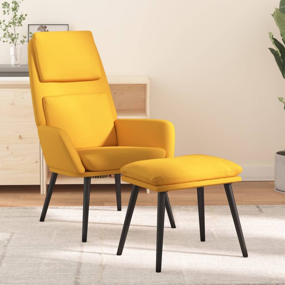 vidaXL Πολυθρόνα Relax Κίτρινη Μουσταρδί Υφασμάτινη με Σκαμπό 70x77x98cm 1 τεμ. vidaXL Πολυθρόνα Relax Κίτρινη Μουσταρδί Υφασμάτινη με Σκαμπό 70x77x98cm 1 τεμ.