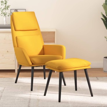 vidaXL Πολυθρόνα Relax Κίτρινη Μουσταρδί Υφασμάτινη με Σκαμπό 70x77x98cm 1 τεμ.