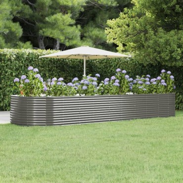 vidaXL Ζαρντινιέρα Γκρι 447x140x68 εκ. Γαλβανισμένος χάλυβας
