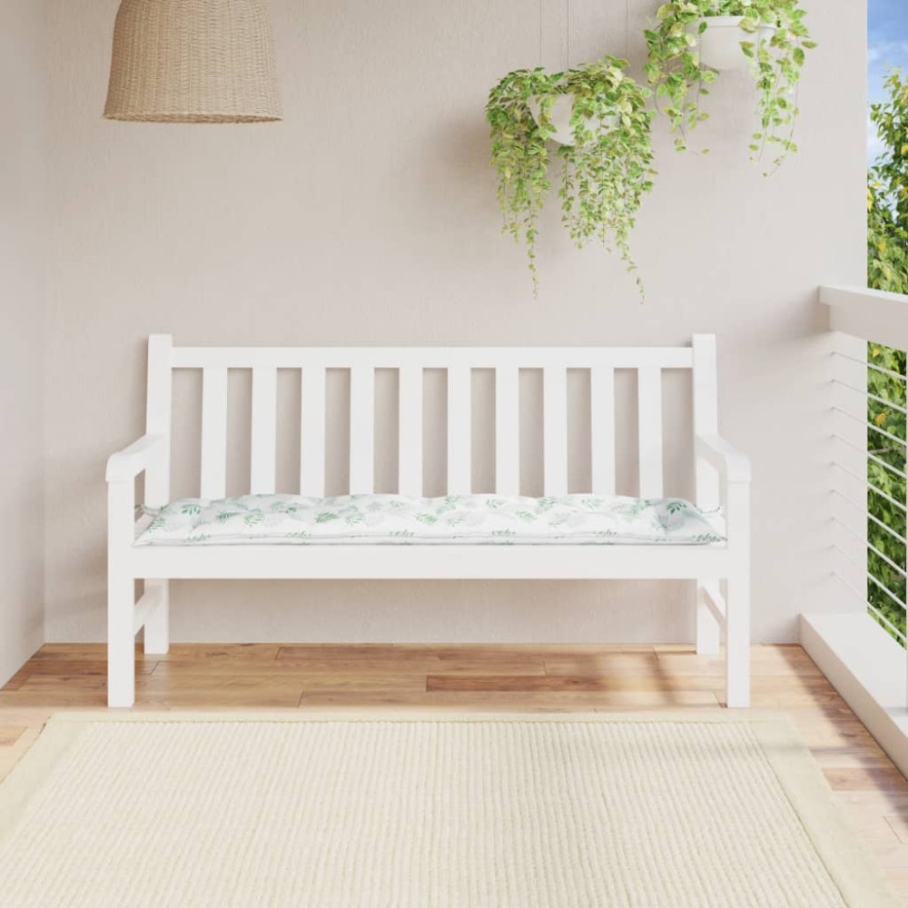 vidaXL Μαξιλάρι Πάγκου Κήπου Σχέδιο Φύλλων 150x50x7cm Ύφασμα Oxford
