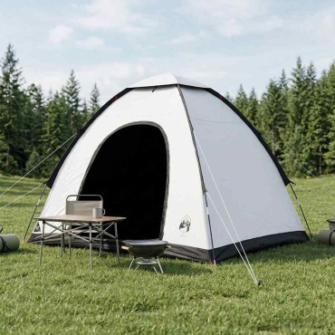 vidaXL Σκηνή Camping 2 ατόμων Λευκό Μαύρο Acier P/Taffeta