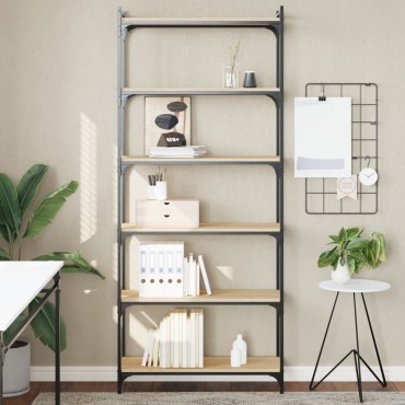 vidaXL Βιβλιοθήκη 6 Επιπέδων Sonoma Δρυς 80x30x188cm Επεξεργ. Ξύλο 1 τεμ.