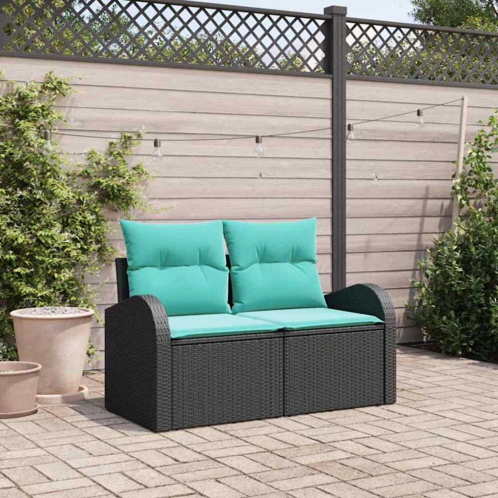 vidaXL Καναπές Κήπου Μαύρο 124x62x85cm συνθετικό ρατάν