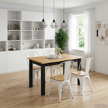 VidaXL Τραπεζαρία EKAI Μαύρο 112x70x76,5cm Μασίφ Ξύλο Πεύκου 1 τεμ.