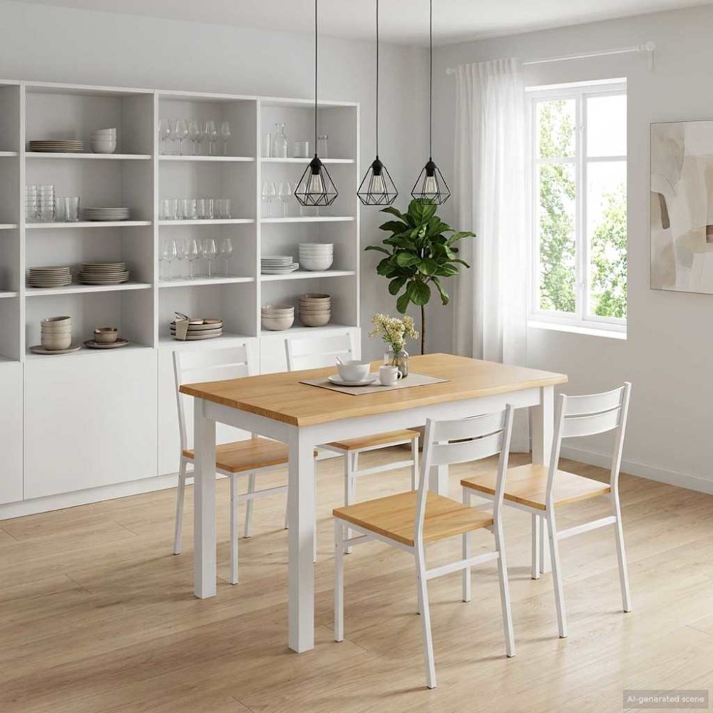 VidaXL Τραπεζαρία EKAI Λευκό 112x70x76,5cm Μασίφ Ξύλο Πεύκου 1 τεμ.