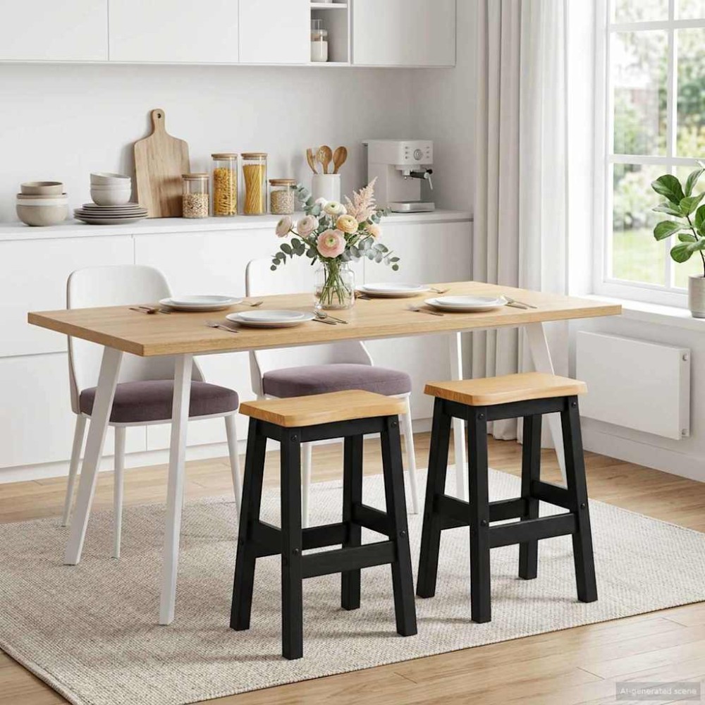 vidaXL Υψηλό Μπαρ Σκαμπό EKAI 2 τεμ. Μαύρο 40x29x63cm