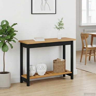 VidaXL Τραπέζι κονσόλας EKAI Μαύρο 112x35x76cm Μασίφ Ξύλο Πεύκου