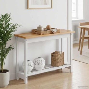 VidaXL Τραπέζι κονσόλας EKAI Λευκό 112x35x76cm Μασίφ Ξύλο Πεύκου
