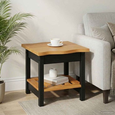 VidaXL Τραπεζάκι Πλευράς με ράφι EKAI Μαύρο 50x50x45,5cm