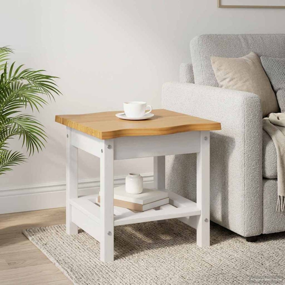 VidaXL Τραπεζάκι Πλευράς με ράφι EKAI Λευκό 50x50x45,5cm