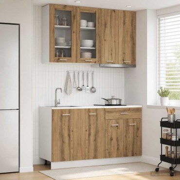 vidaXL Μονάδα κουζίνας LYON 4 τμχ. Artisan Δρυς Επεξεργασμένο Ξύλο