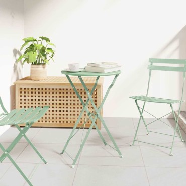 vidaXL Τραπέζι Bistro Απαλό μέint 50x71cm Ατσάλι με Πούδρα 1 τεμ.