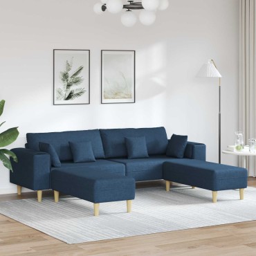 vidaXL Καναπές 3 τεμ. Μπλε ύφασμα 250x188x76cm  Τριθέσιος