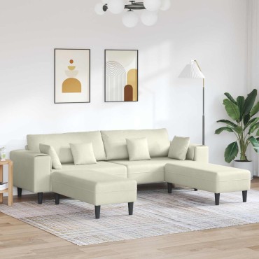 vidaXL Καναπές 3 τεμ. Κρεμ Βελούδο 250x188x76cm  Τριθέσιος
