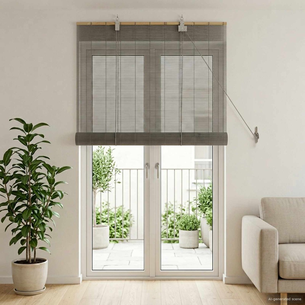 vidaXL Ρόλερ (στόρι) Γκρι 120 x 220 cm Μπαμπού
