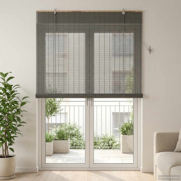 vidaXL Ρόλερ (στόρι) Γκρι 160 x 220 cm Μπαμπού