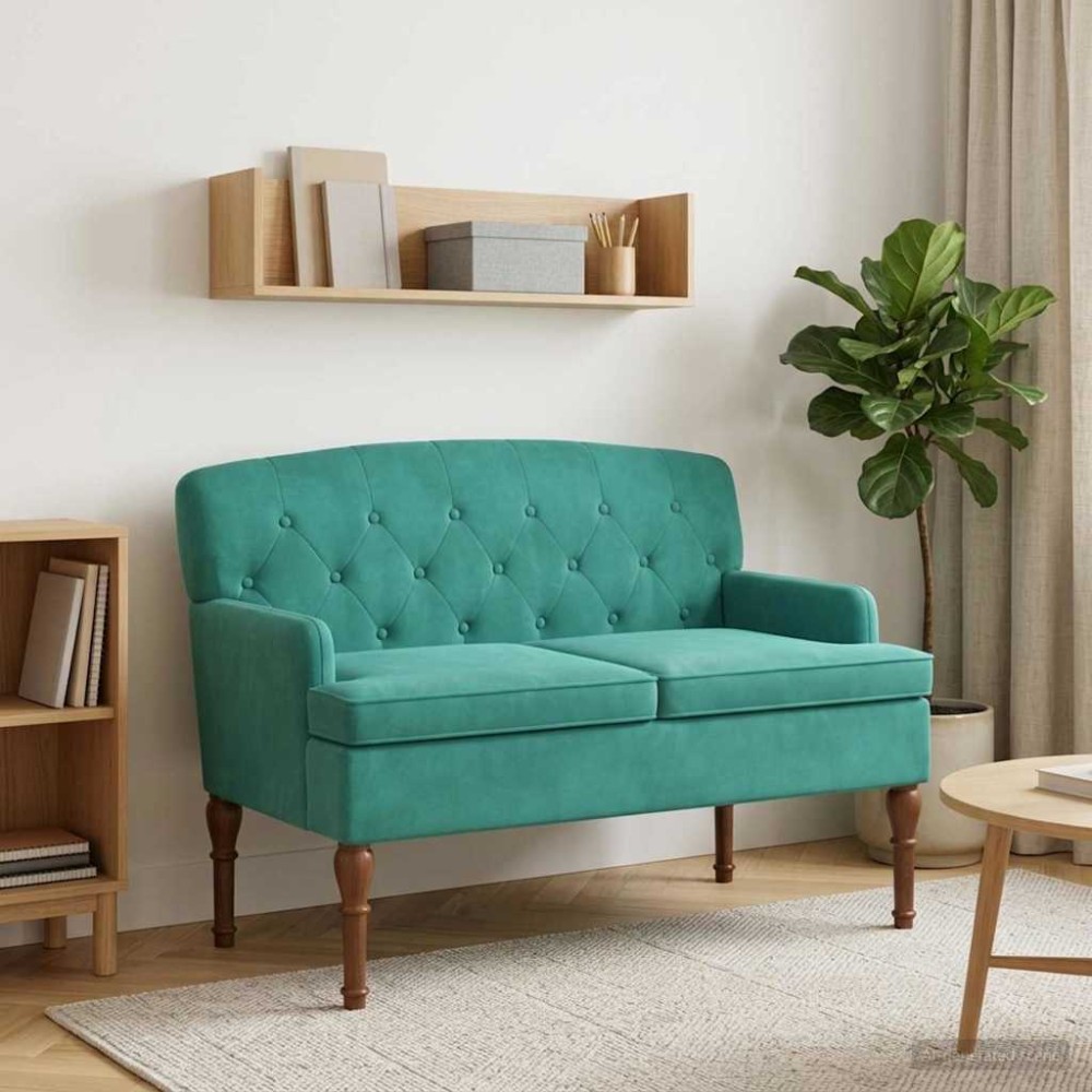 vidaXL Love seat με κουμπιά Τιρκουάζ 111x65x79cm Βελούδο