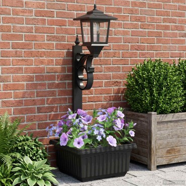 vidaXL Φωτιστικό δρόμου με γλάστρα Μαύρο 29 x 28 x 74 εκ ABS και PP