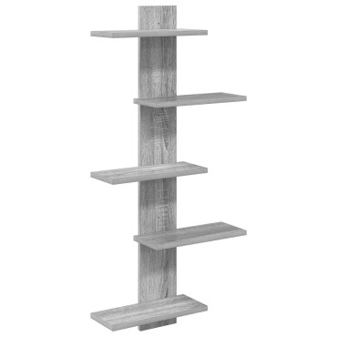 vidaXL Ράφι Τοίχου Γκρι Sonoma 48,5x15x101cm Επεξεργασμένο Ξύλο 1 τεμ.