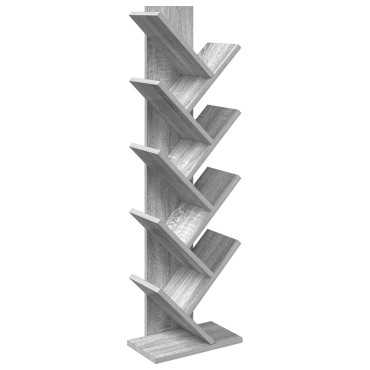 vidaXL Βιβλιοθήκη Δέντρου 6-Επίπεδων 30x18x100cm Γκρι Sonoma 1 τεμ.