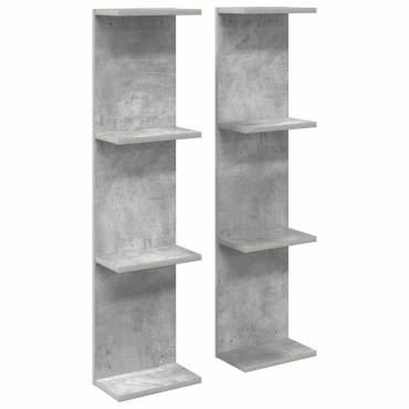 vidaXL Ράφι Τοίχου 2 τεμ. Γκρι Σκυροδέματος 25x15x100 εκ