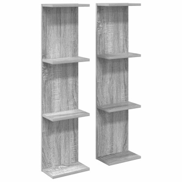 vidaXL Ράφι Τοίχου 2 τεμ. Γκρι Sonoma 25x15x100 εκ