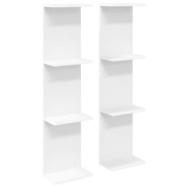 vidaXL Ράφι Τοίχου 2 τεμ. Λευκό 22x15x100cm Επεξεργασμένο Ξύλο