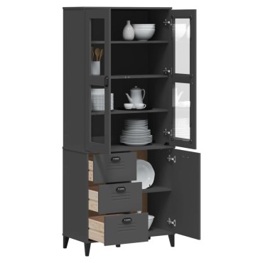 vidaXL Ντουλάπι Ψηλό VIKEN Ανθρακί Γκρι 80x40x190cm Μασίφ Ξύλο Πεύκου 1 τεμ.