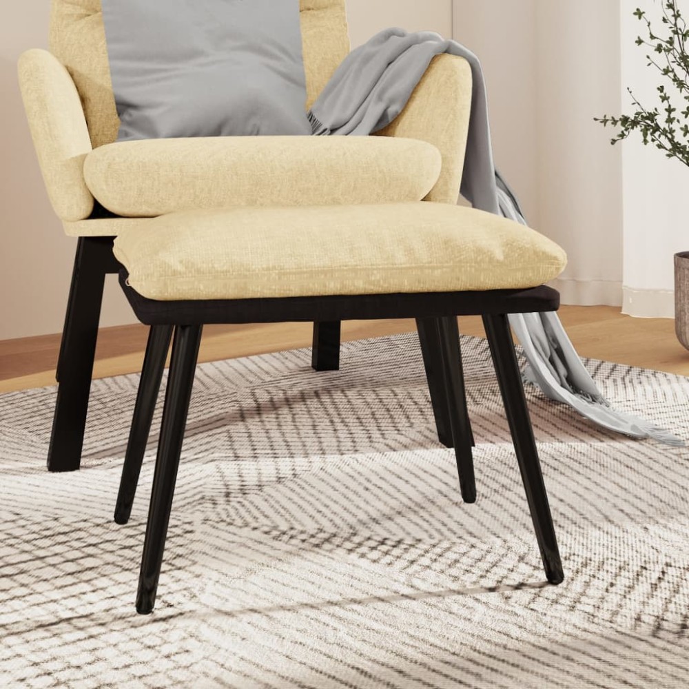 vidaXL Υποπόδιο Κρεμ 45x29,5x35cm Ύφασμα & Συνθετικό Δέρμα 1 τεμ.