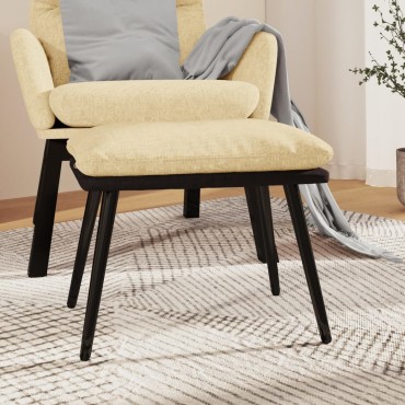 vidaXL Υποπόδιο Κρεμ 45x29,5x35cm Ύφασμα & Συνθετικό Δέρμα 1 τεμ.