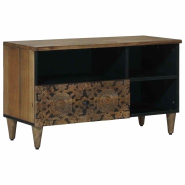 vidaXL Ντουλάπι TV με ράφι Καφέ 80x33,5x46cm Στερεό ξύλο μάνγκο 1 τεμ.
