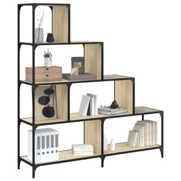 vidaXL Βιβλιοθήκη Σκάλα 4 Ράφια Sonoma Δρυς 139x33,5x149cm Επεξ. Ξύλο 1 τεμ.